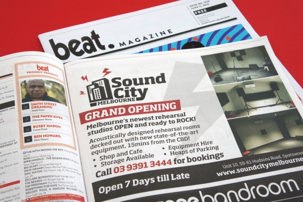 Sound-City-Melbourne-Rehearsal-Studio-Advertising-Advert-Beat-Magazine-Melbourne-graphic-design